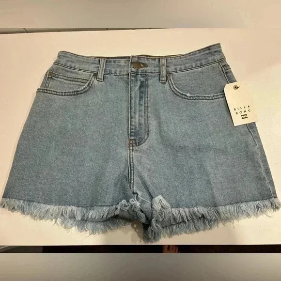 BILLABONG SO CHEEKY HIGH-WAIST DENIM SHORTS WOMEN'S  SWEET BLUE - Picture 3 of 8